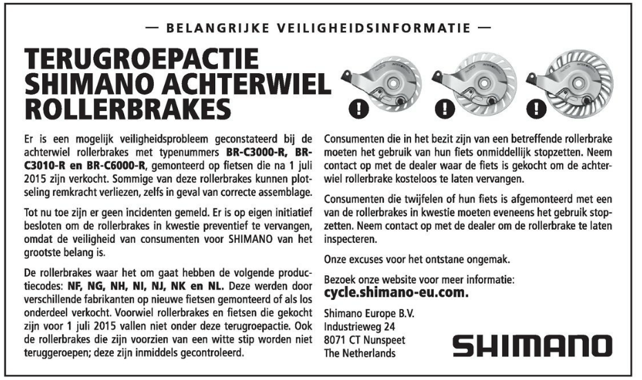 Shimano recall