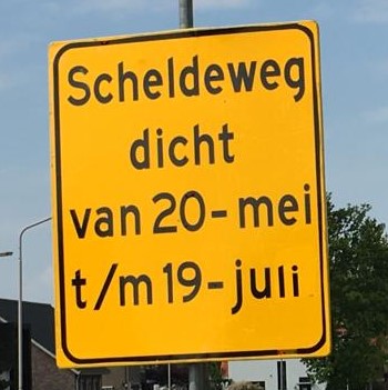 Scheldeweg afgeloten t/m 19 juni